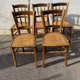 Set of 5 caned bistro chairs