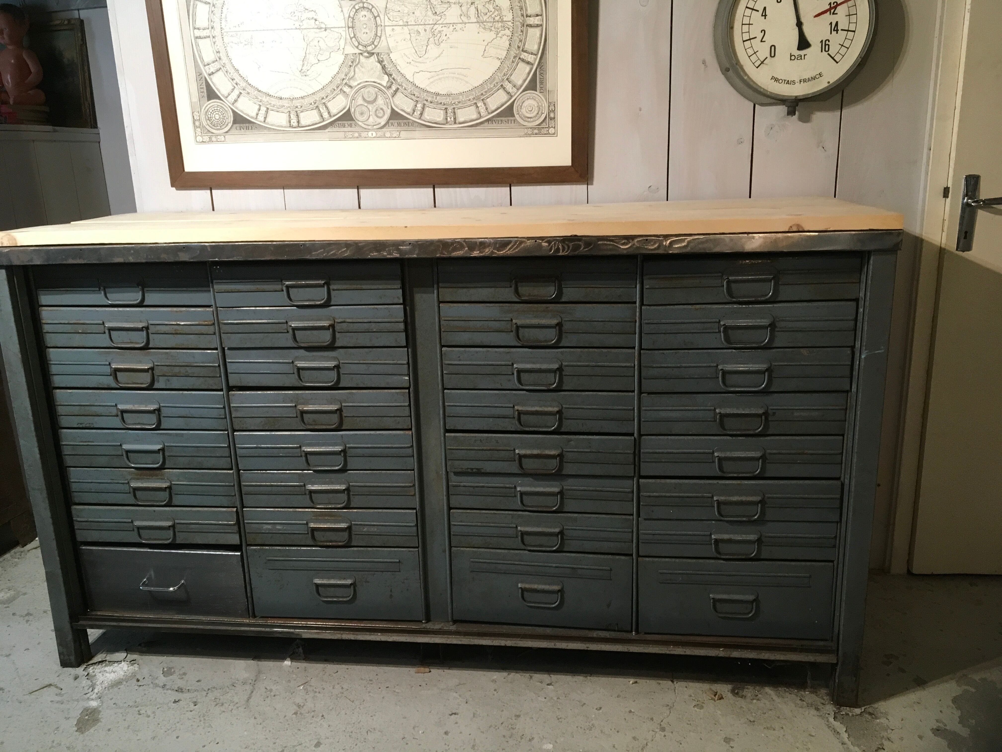 Old metal workbench