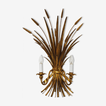 Gilded Italian Hollywood Regency metal wall lamp by Hans Kögl