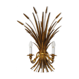 Gilded Italian Hollywood Regency metal wall lamp by Hans Kögl