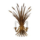 Gilded Italian Hollywood Regency metal wall lamp by Hans Kögl
