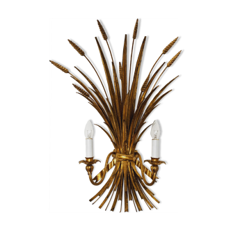 Gilded Italian Hollywood Regency metal wall lamp by Hans Kögl