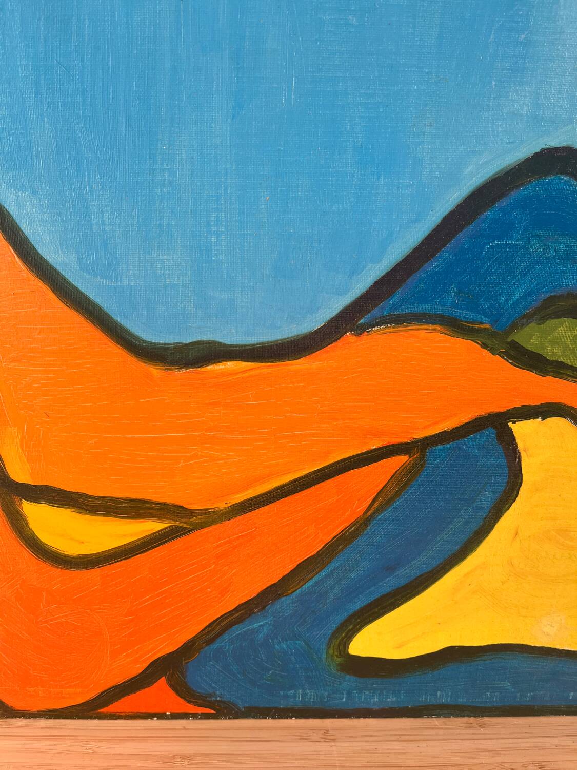 Abstract woman lying down, oil on cardboard signed.