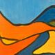 Abstract woman lying down, oil on cardboard signed.