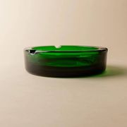 Emerald Green Glass Ashtray, Minimal Mid-Century Italian Design, 1970s Vintage Table Decor