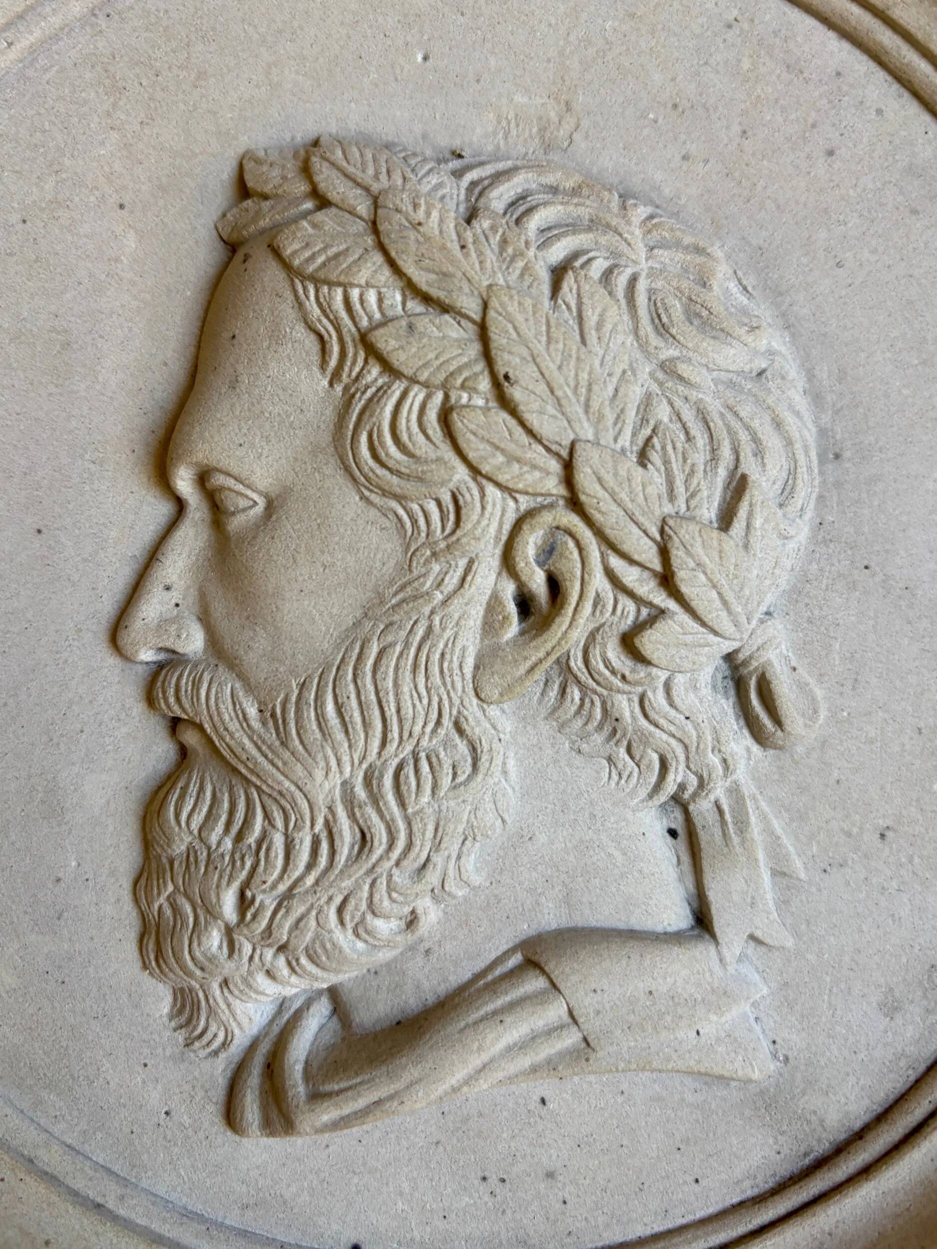 Wall medallion, antique-style plaster portrait