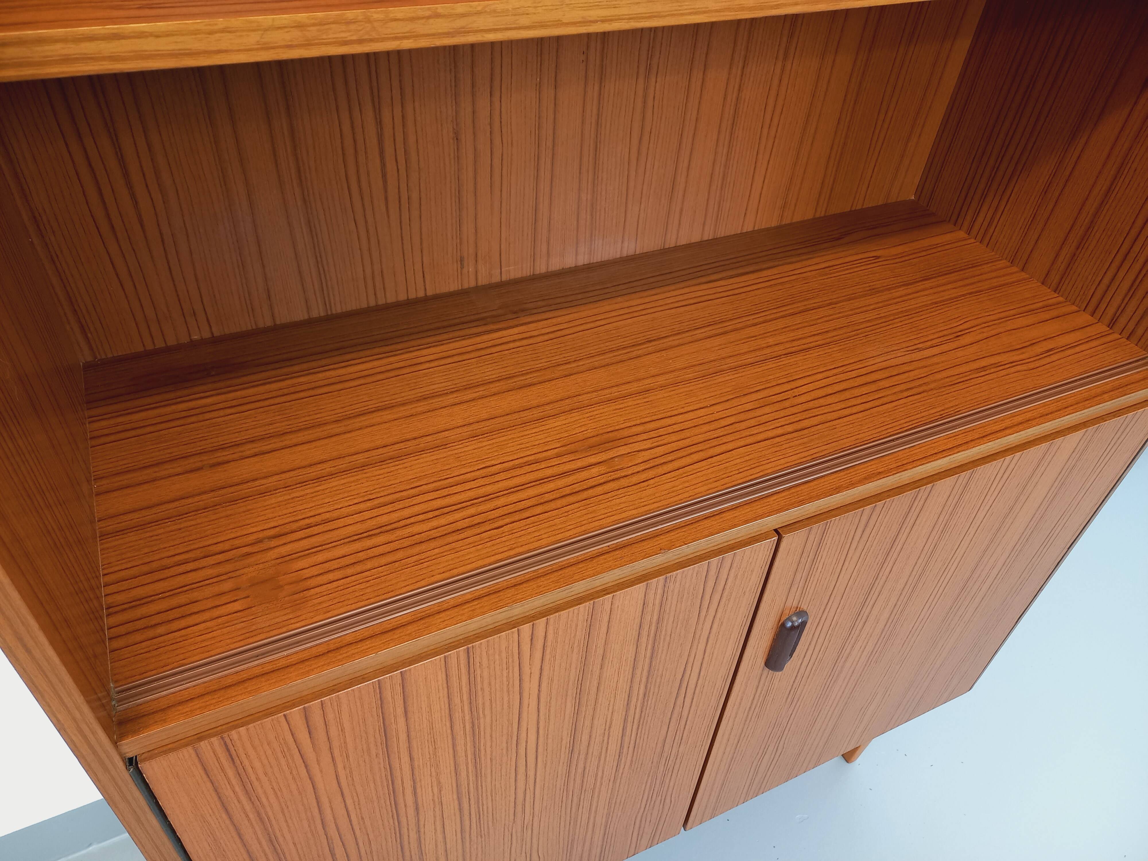 Vintage Scandinavian style storage bookcase in melamine and teak from the 60s