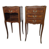 Pair of Louis XV style bedside tables in marquetry