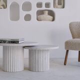 Omega Circular Nesting Coffee Tables - Natural Travertine