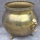 Vintage round flower pot copper brass planter lion feet