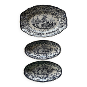 Plat et raviers en faïence - luneville