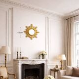 Golden carved wooden sun mirror — 42 cm