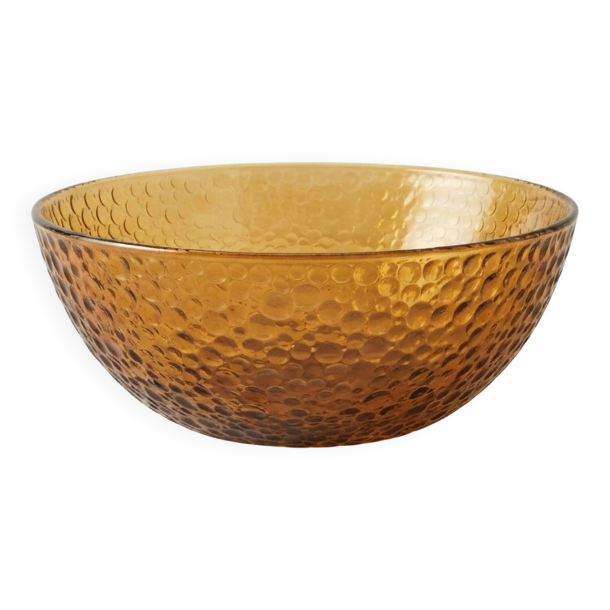 Textured amber glass salad bowl – 1970s