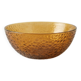 Saladier en verre ambré texturé – années 1970