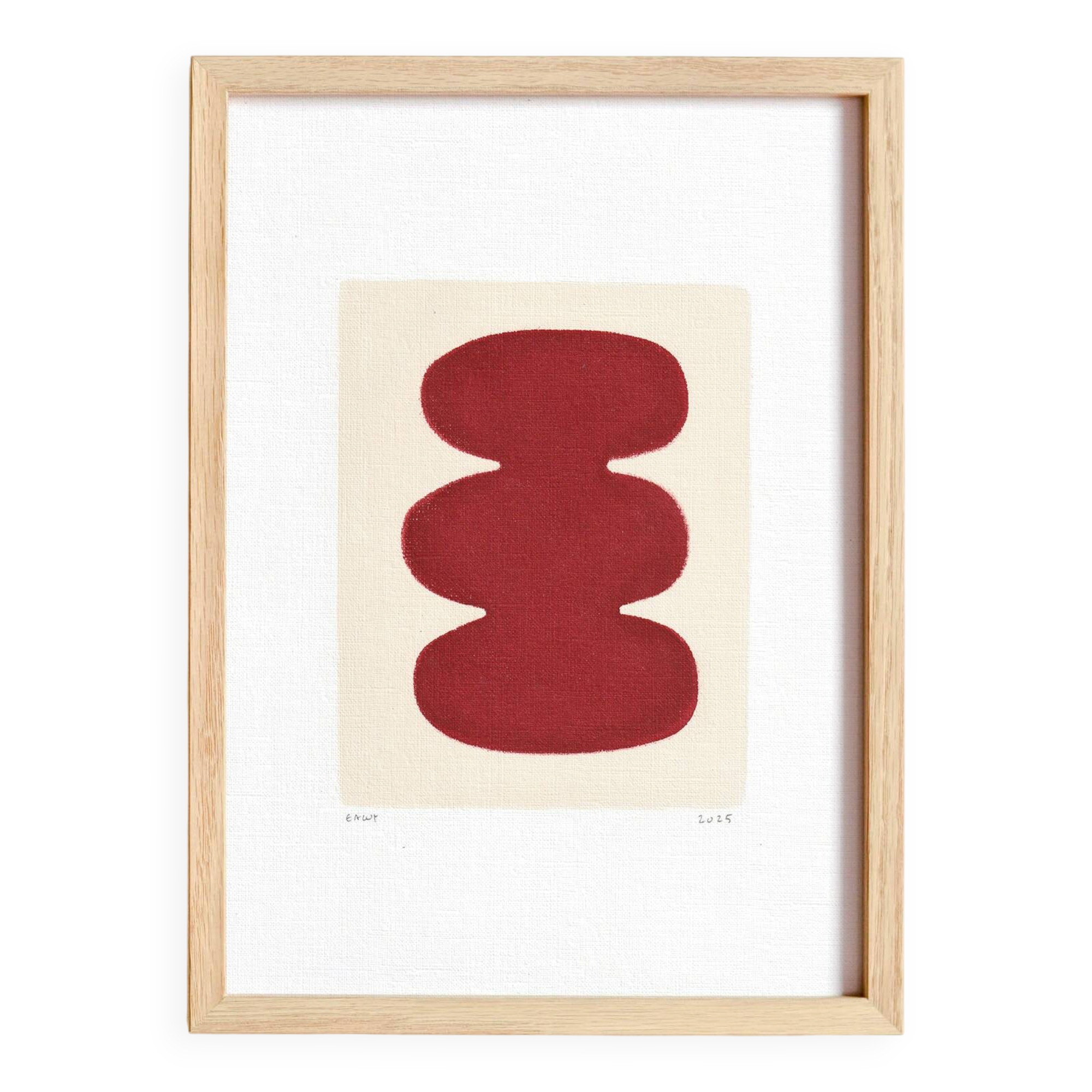 Peinture abstraite sur papier illustration rouge signée Eawy