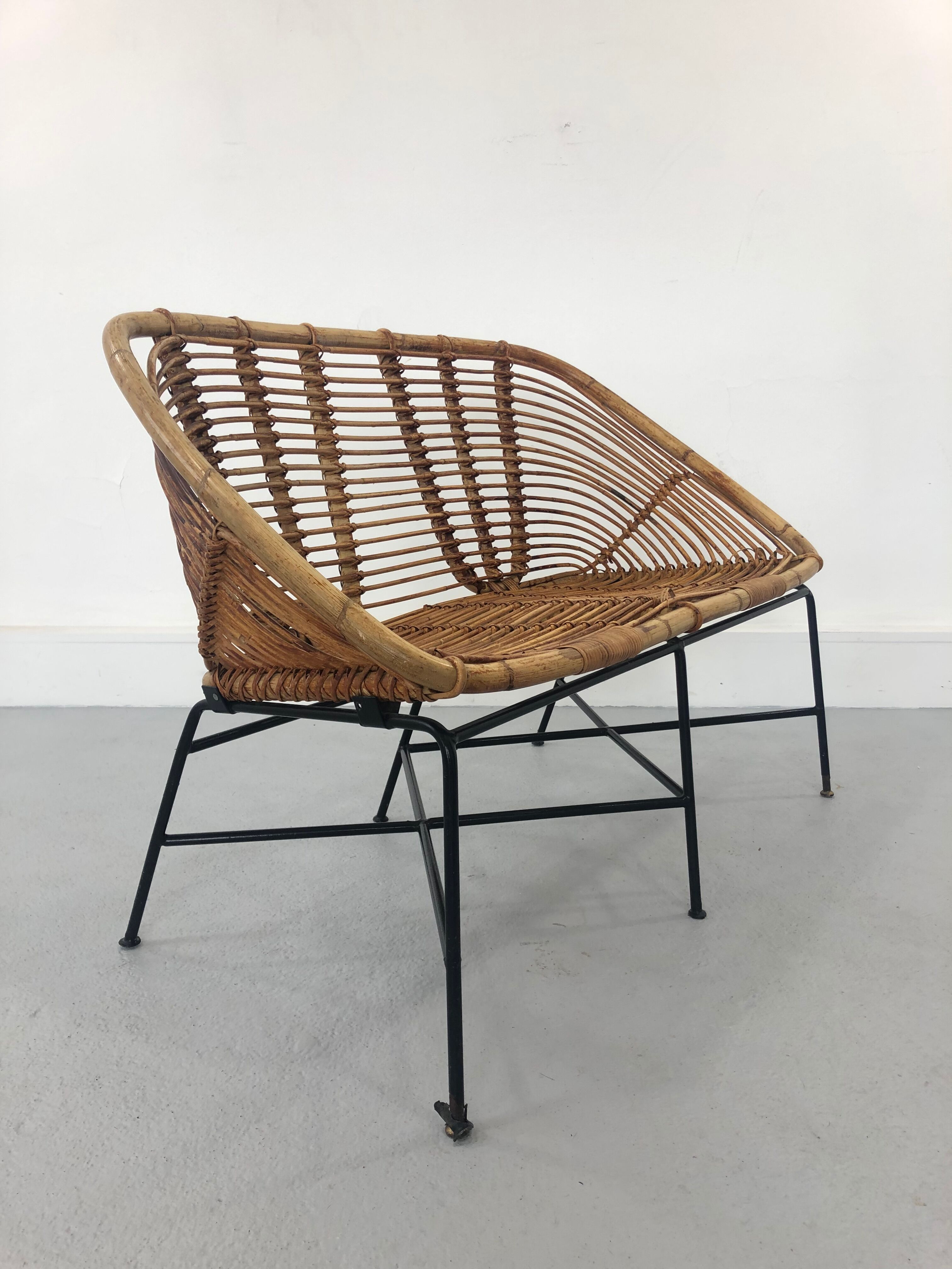 Mid-Century Rattan Bench, 1960s Product Overview