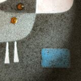 Jean Payen's earthenware dish (1928-2012) with stylized bird décor, 1957, very rare