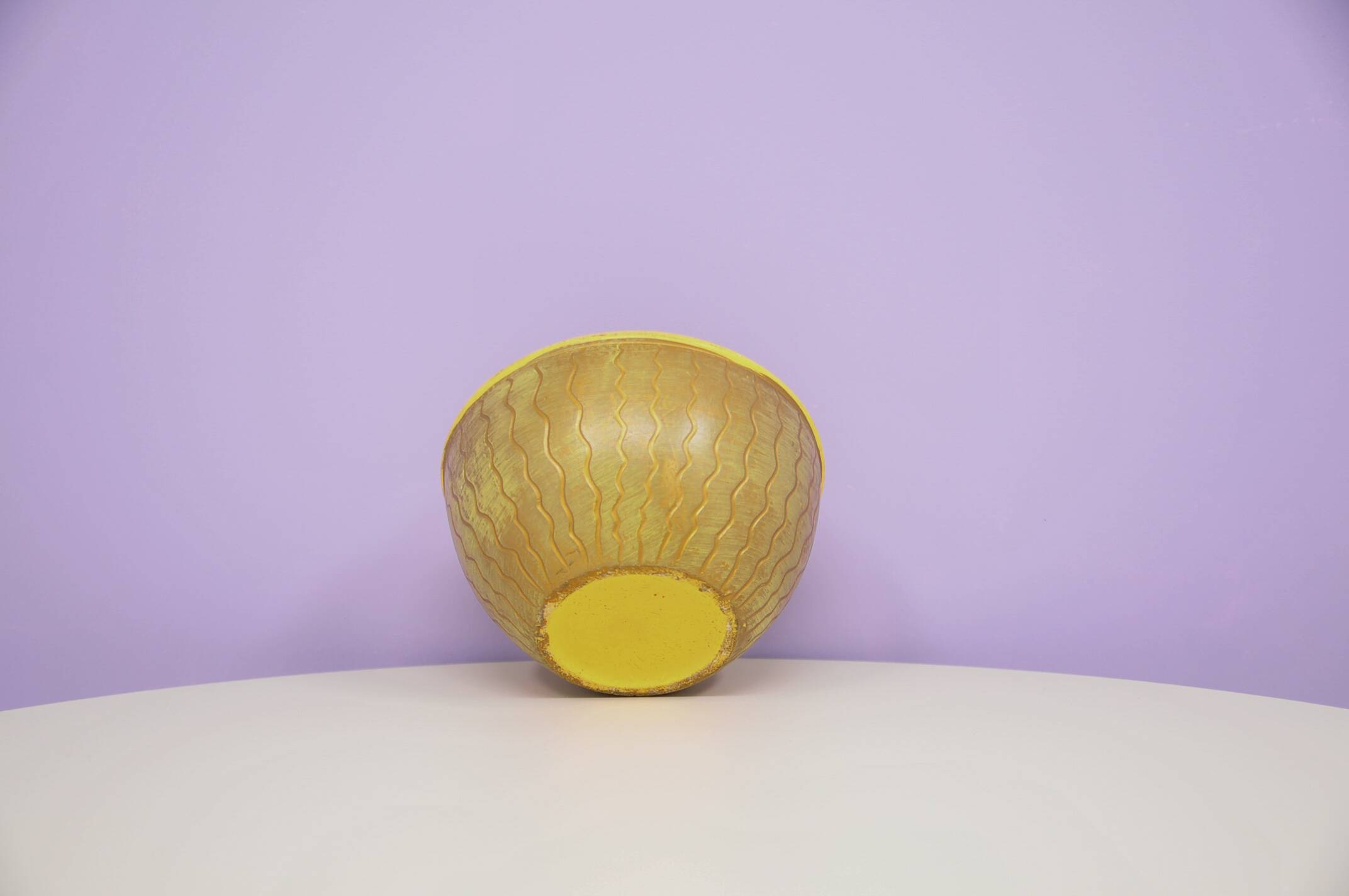 vintage green and yellow flower pot