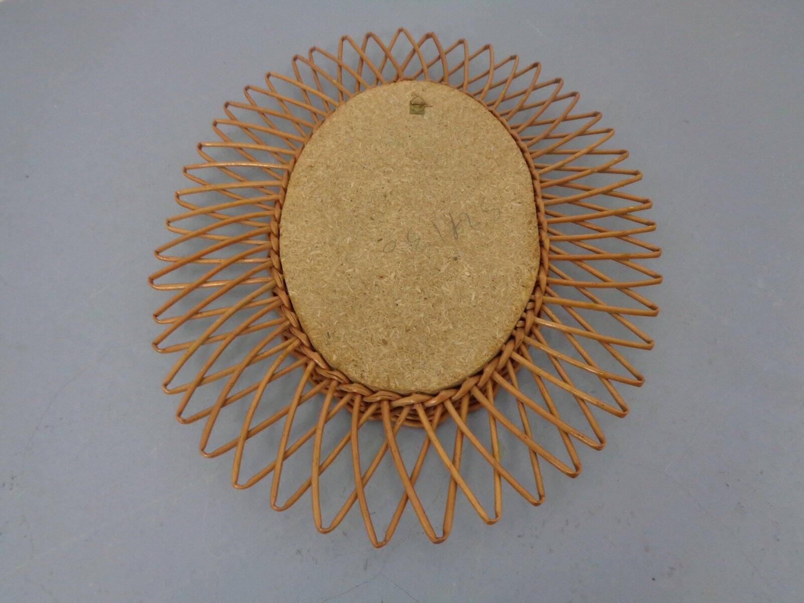 Italian rattan mirror, 1960s