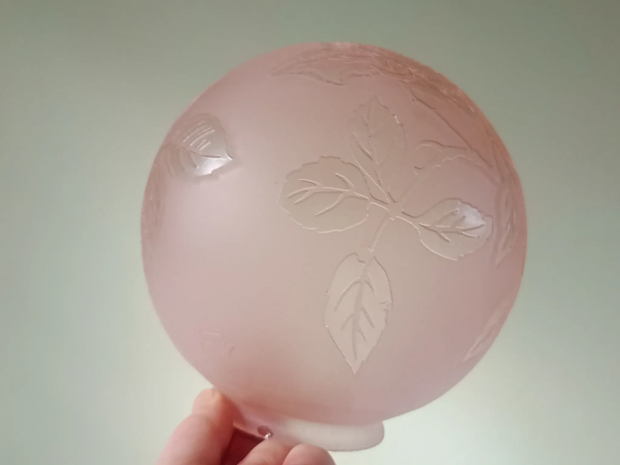 Sprat - frosted pink glass with pink flowers for chandelier lamp circa 1920