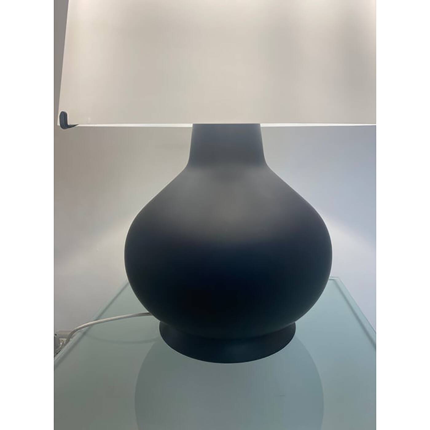 Contemporary Murano Style White and Black Glass Table Lamp