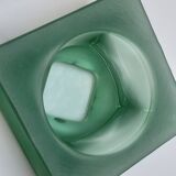 Modernist vintage square vase in frosted molded pressed glass
