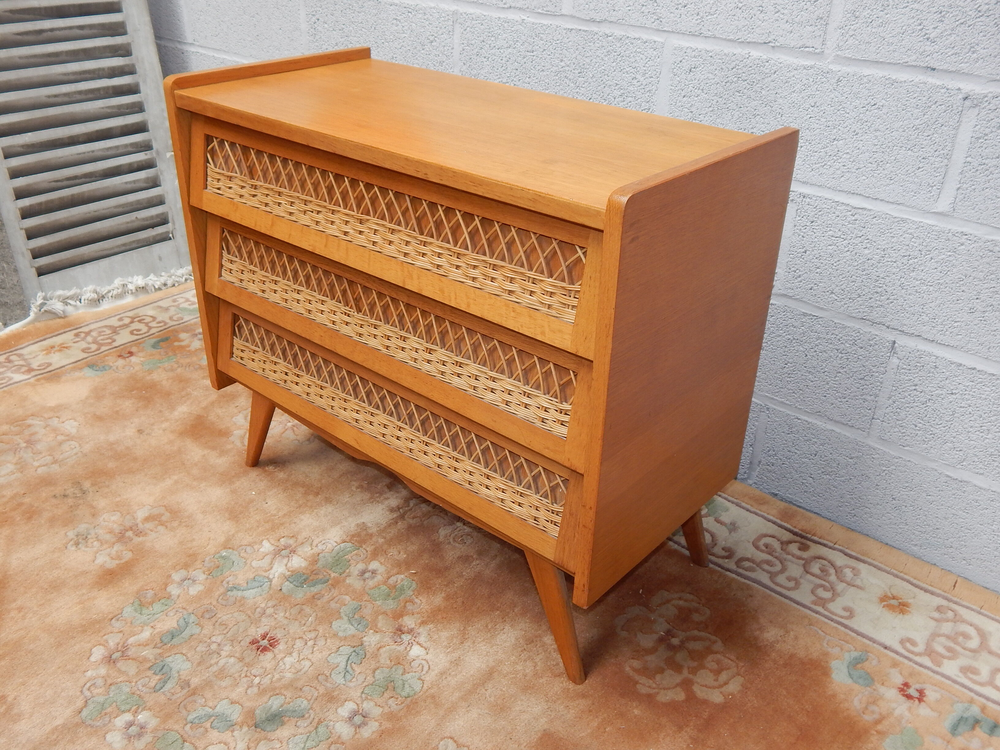 Rattan foot compass vintage dresser