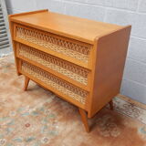 Rattan foot compass vintage dresser