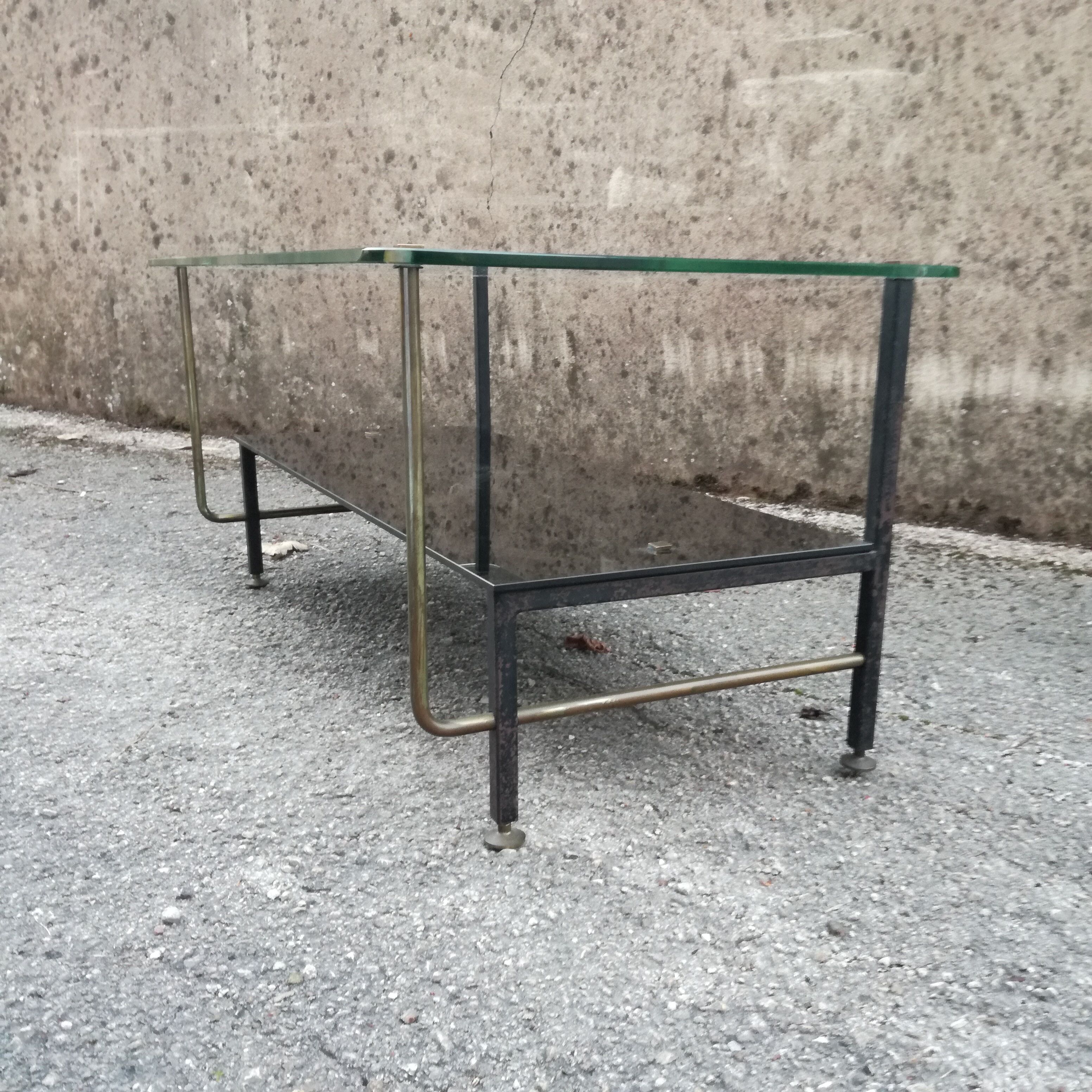 Asymmetrical glass coffee table 1950