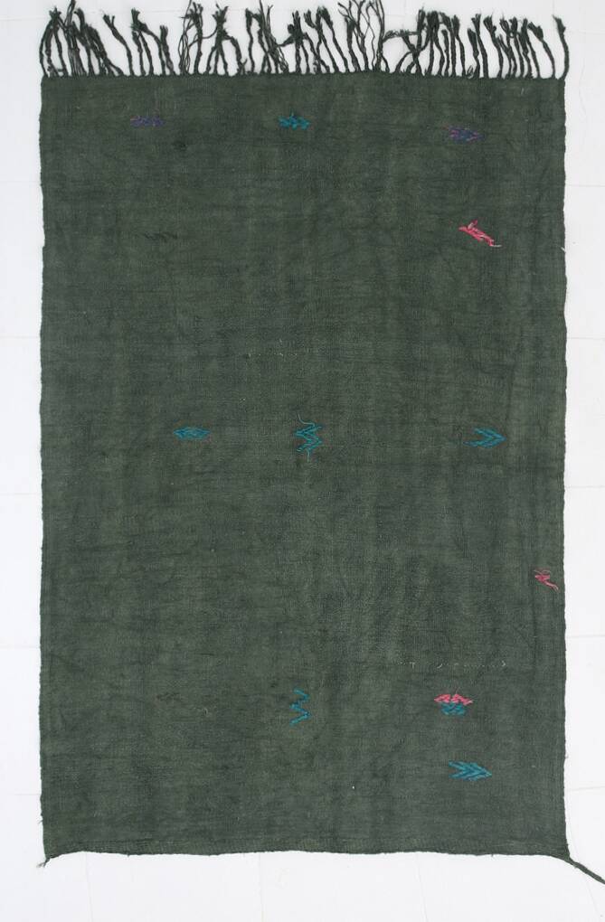 Army Green Turkish Vintage Rug, 132x199Cm
