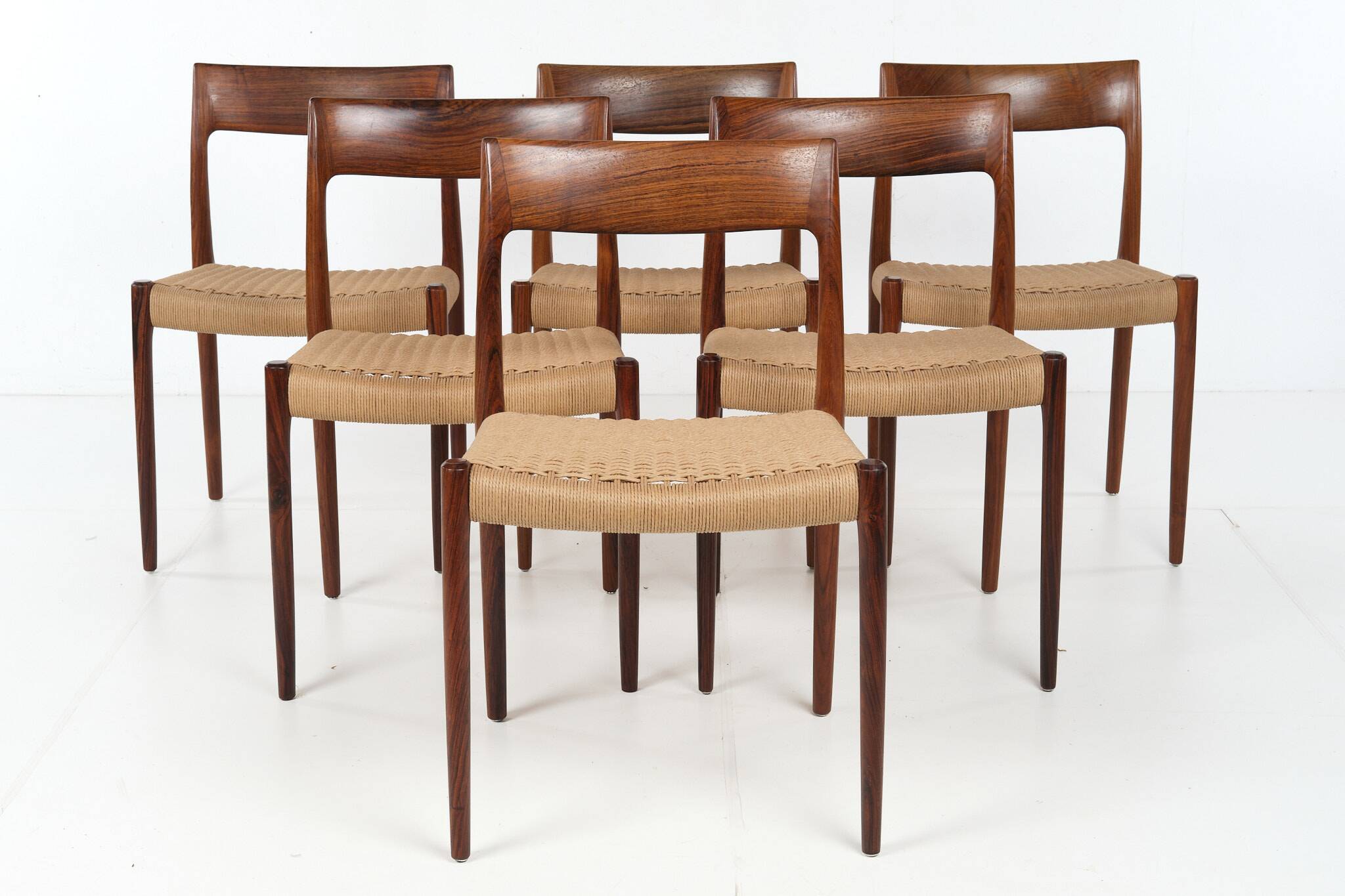 Six chairs by Niels O. Moller, rosewood, model 77, with certificate