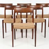 Six chairs by Niels O. Moller, rosewood, model 77, with certificate