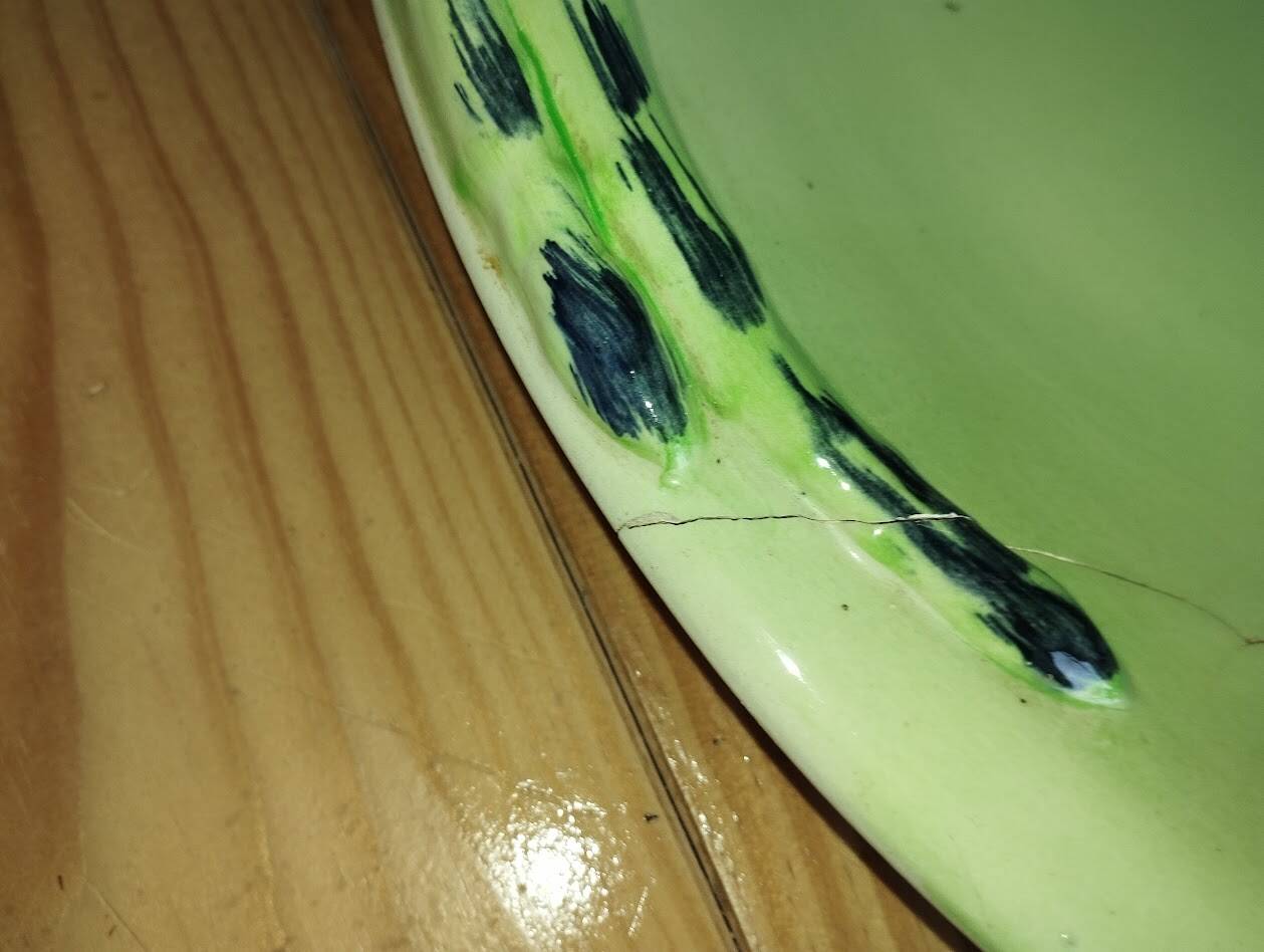 Vintage Vallauris asparagus dish in barbotine ceramic – 1950s