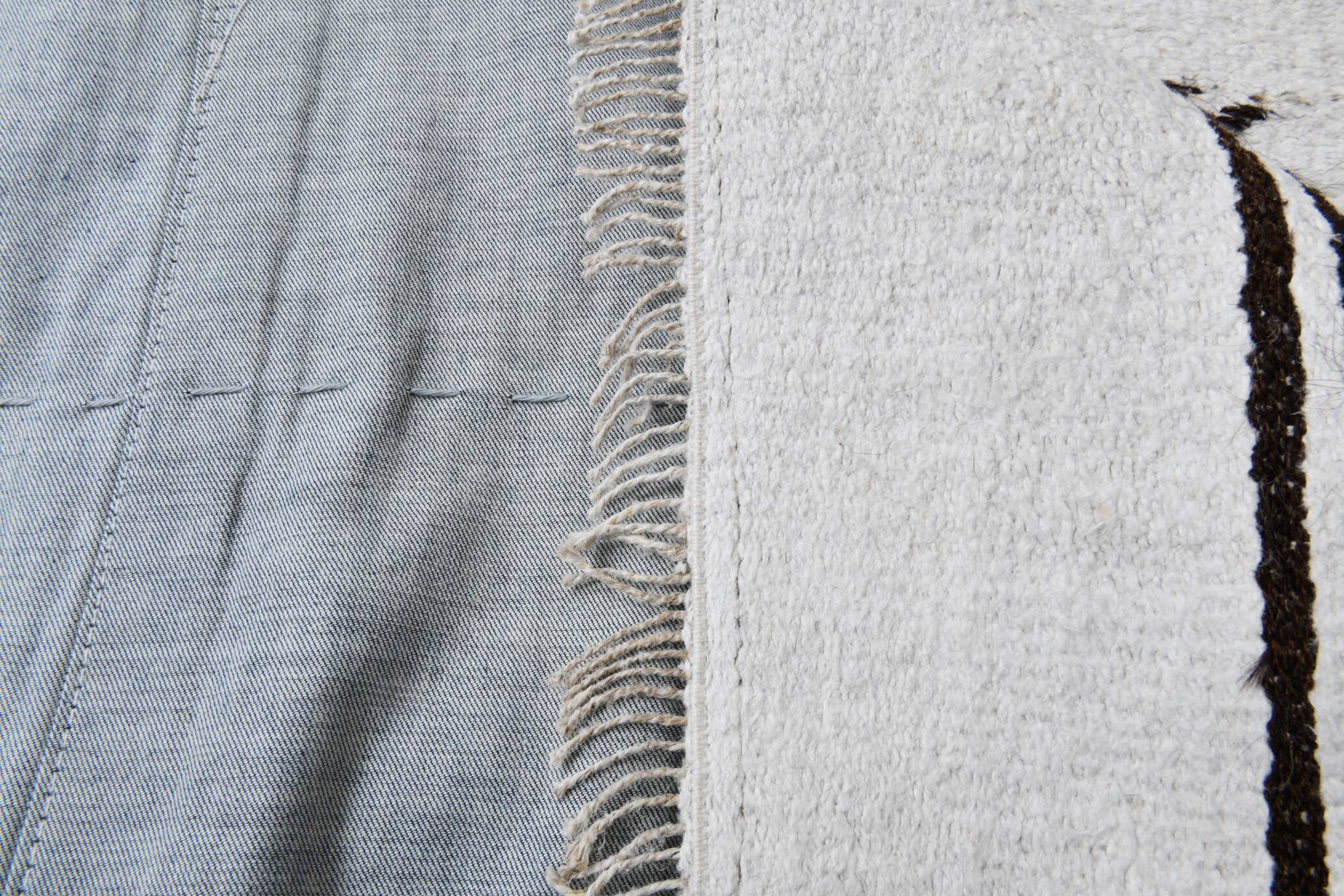 White Brown Striped Turkish Runner Rug, 70x310Cm