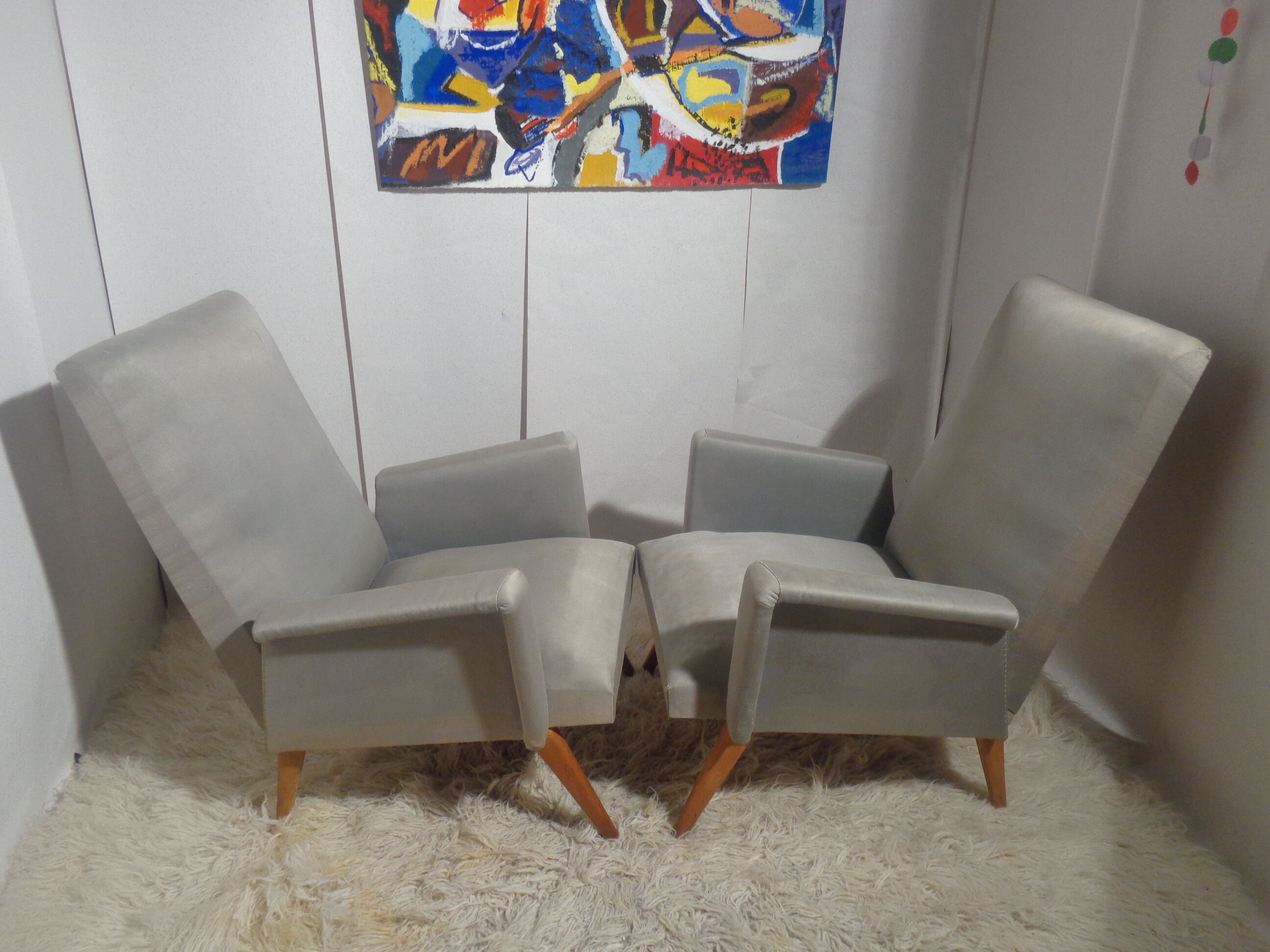 Pair of vintage chairs from the 50s compass feet