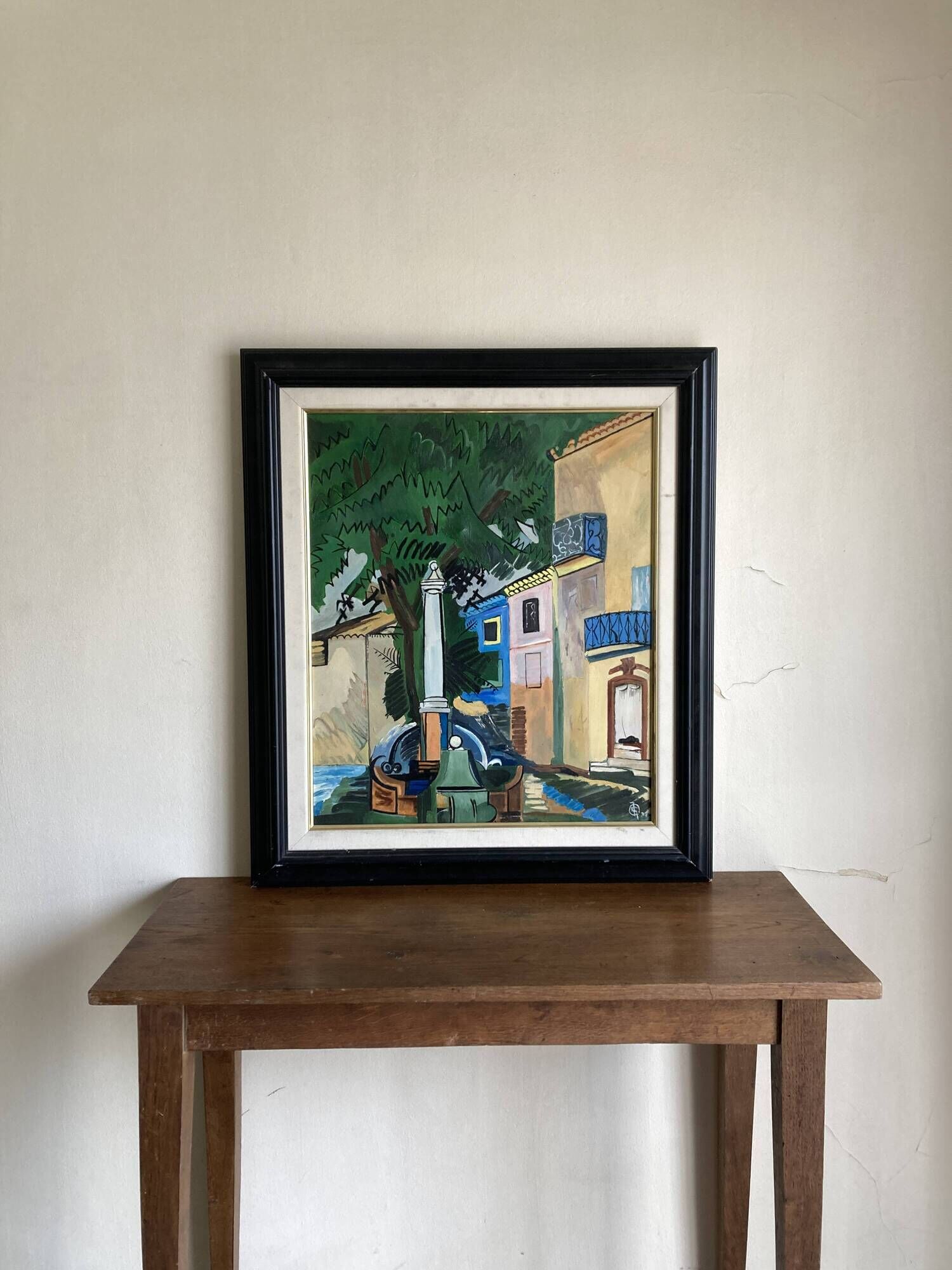 Huile sur toile La fontaine de Vence de Dufy 1921