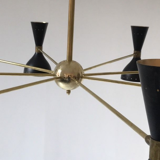 Brass and black painted metal chandelier