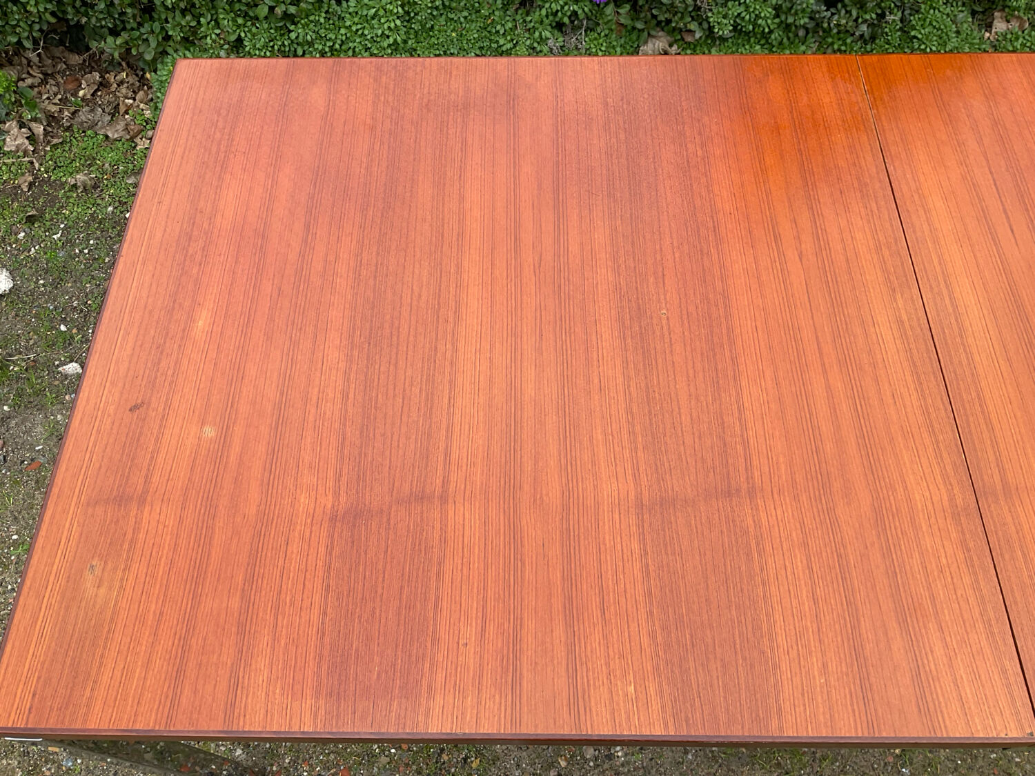 Vintage teak and chrome metal dining table