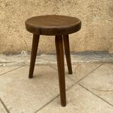 Tripod wooden stool vintage design 1960