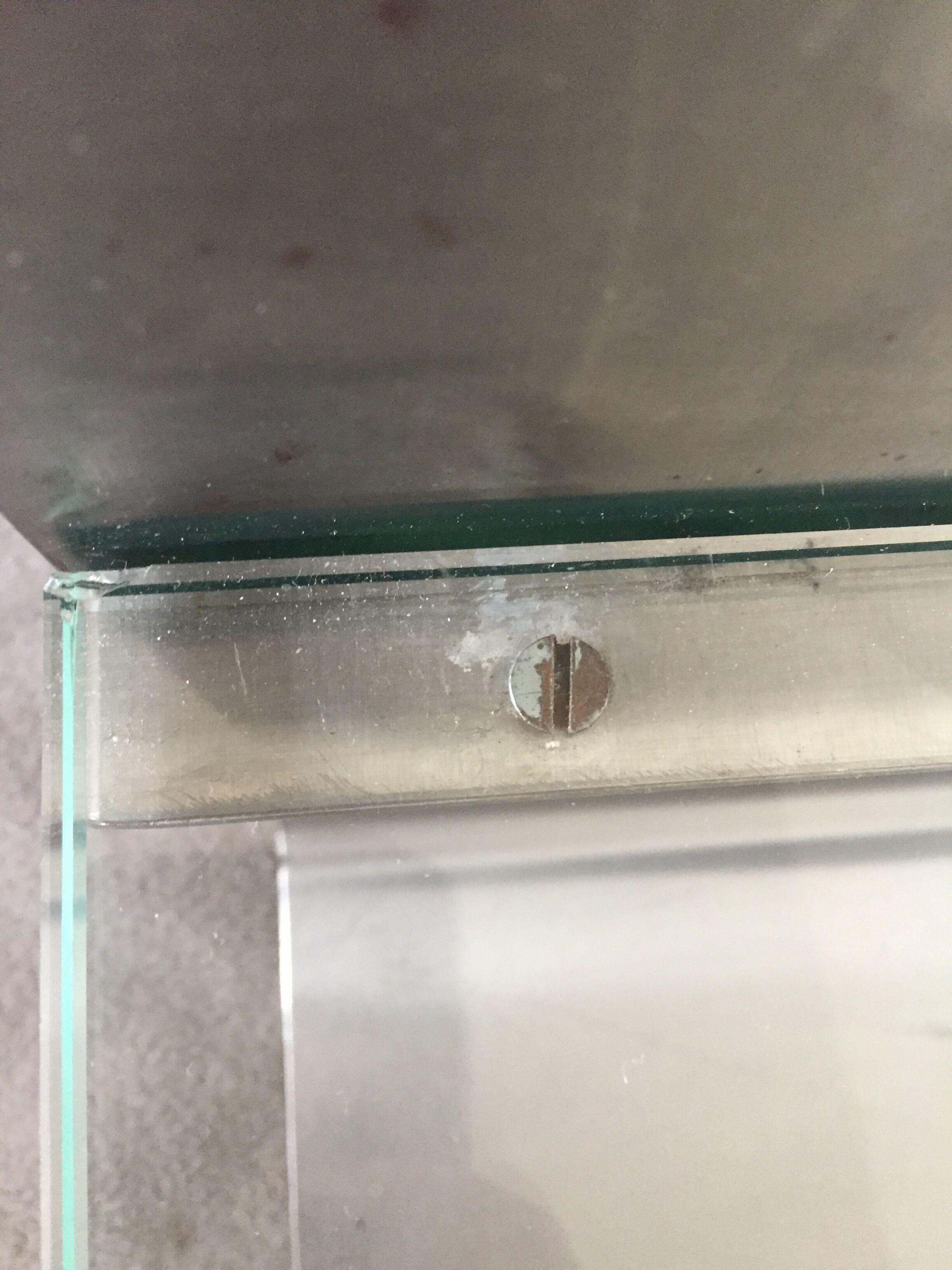 Coffee table in inox and glass 70s