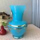 Florentine blue opaline vase Italy - Mid Century