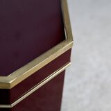 Coffee table Eric Maville glass brass plexiglass wood France, 70s. Small scratches. small