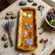Vintage barbotine pocket dish from Salins les Bains, relief decoration of fruits.