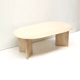 Table basse ovale en travertin fabriquée dans les années 1970