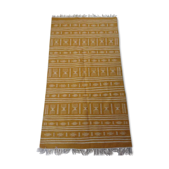 Kilim berbère jaune et blanc 110x200cm