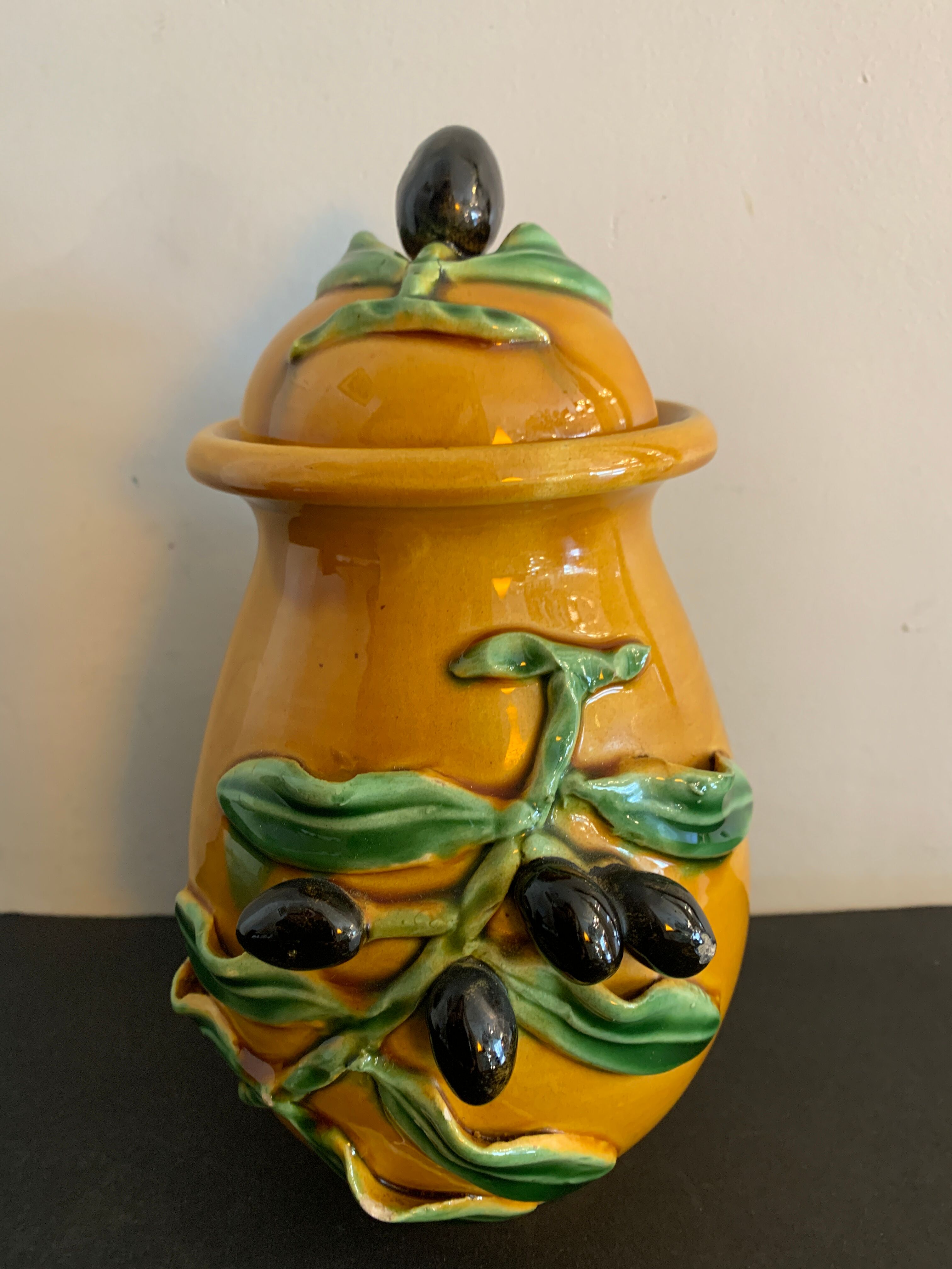 Vallauris ceramic dabbling olive pot