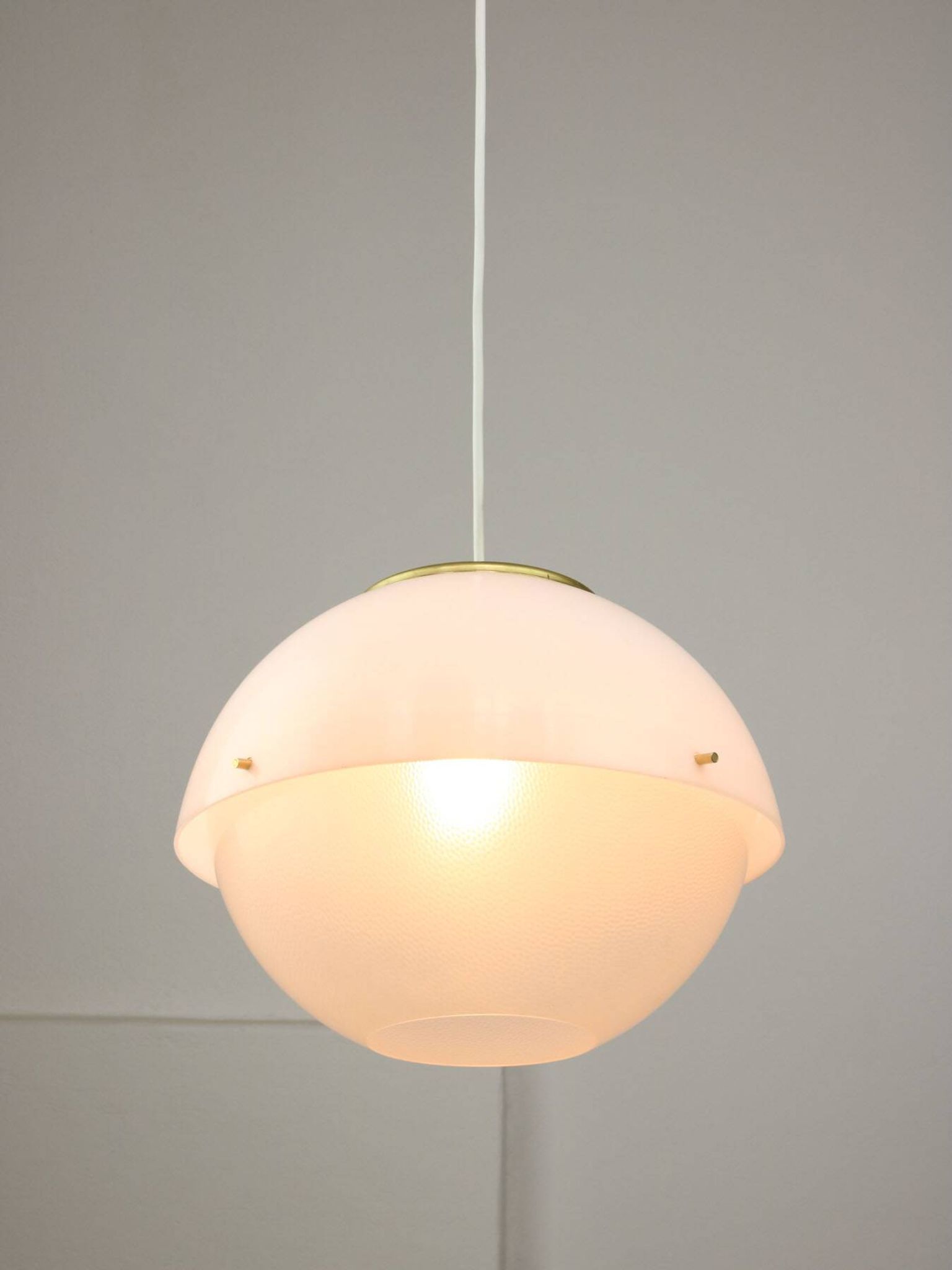Italian Space Age Pendant in Brass and Plexiglass, 1970s