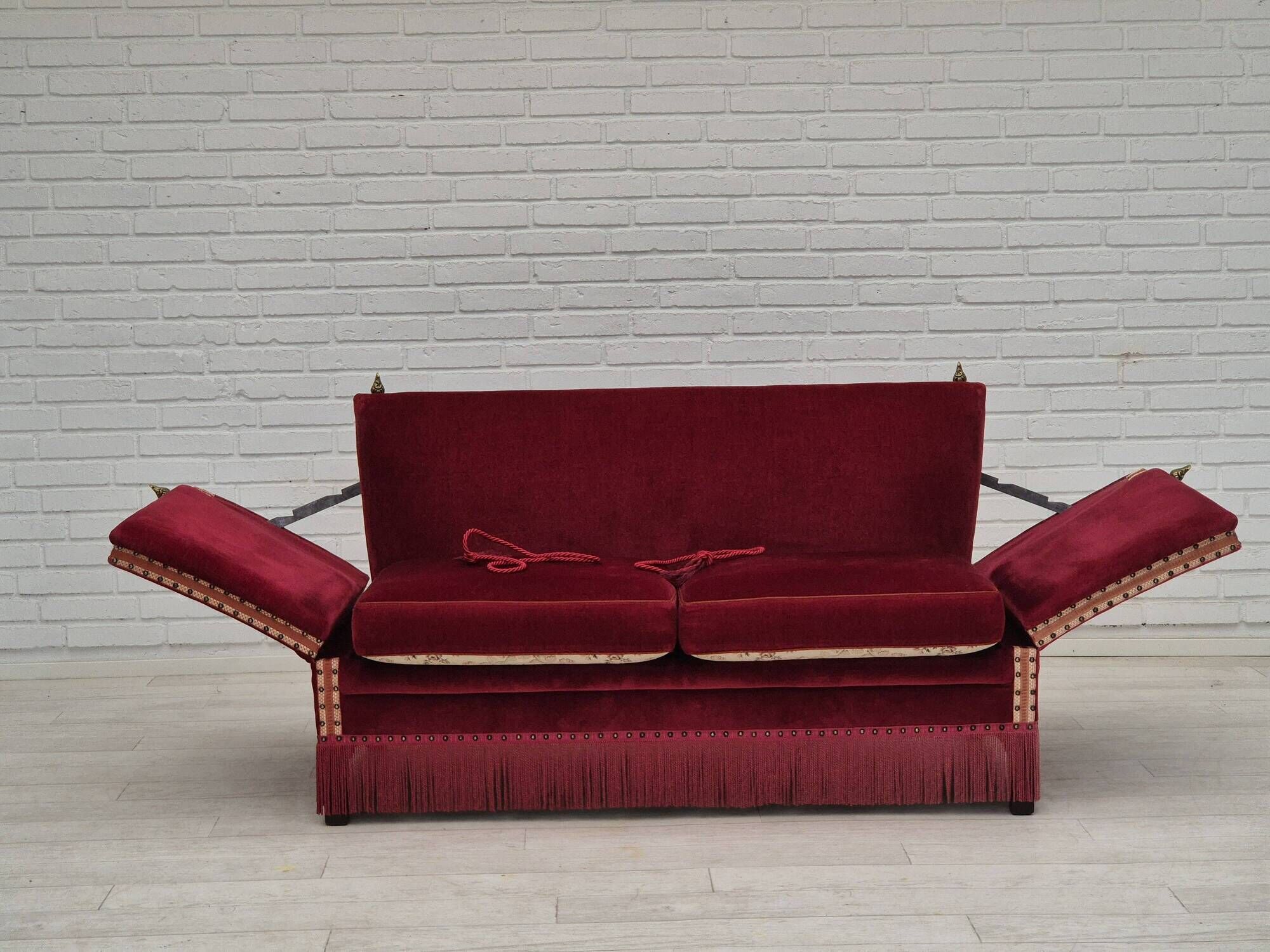 1970s, Danish 2 seater sofa, original condition, furniture velour, ash wood.