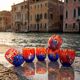 Set of 6 blown glass glasses with Effetre Murano murrine.