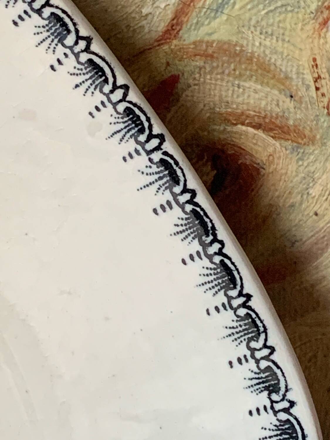 Neuf assiettes à dessert anciennes Boch La Louvière